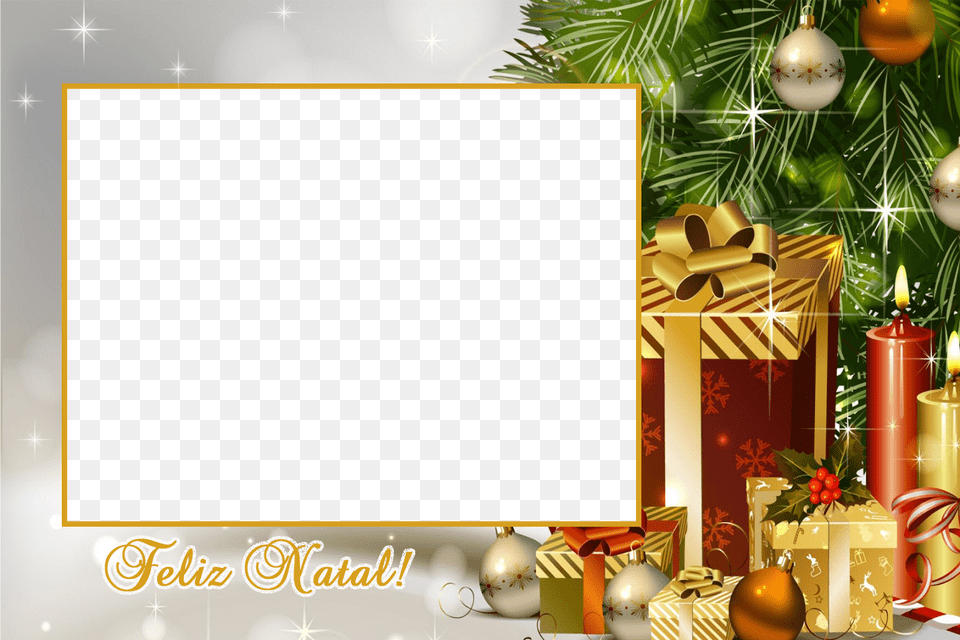 Moldura Para Foto Carto De Natal Em Christmas Tree Hd, Blackboard, Candle Free Transparent Png