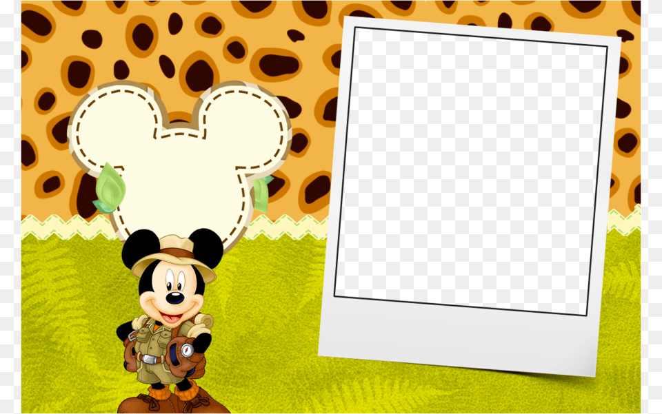 Moldura Safari Clipart Convite Picture Frames Safari Mickey Safari, Baby, Person, Cartoon Free Png