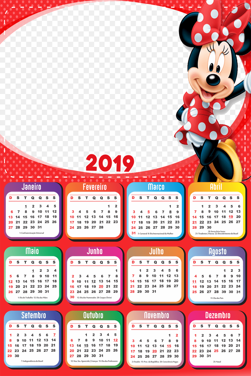 Molduras Calendrio 2019 Personagens De Desenho Animado, Text, Calendar, Toy Free Png Download