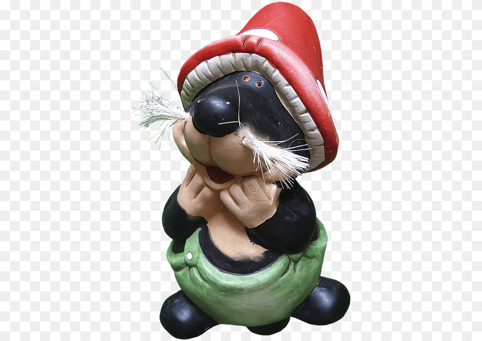 Mole Figure Ceramic Sculpture Red Hat Deco Action Figure, Figurine, Person Png Image