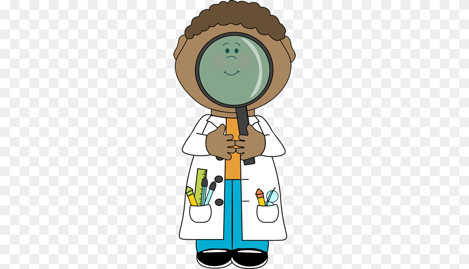 Molecules Clipart Magnifying Glass Scientist With Magnifying Glass, Clothing, Coat, Lab Coat, Ammunition Png Image