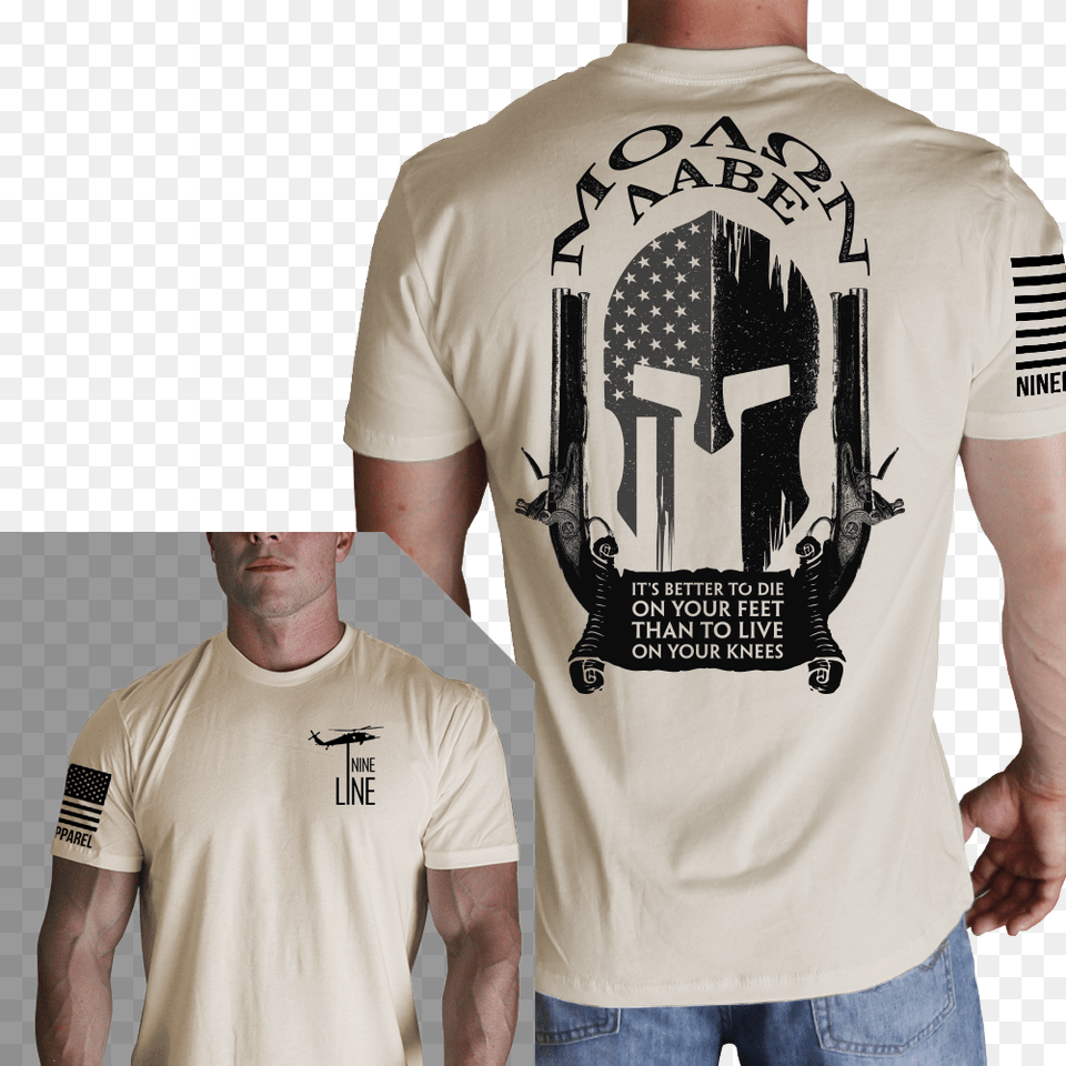 Molon Labe Spartan T Shirt Nine Line Men39s Beige Short, T-shirt, Clothing, Person, Man Free Transparent Png