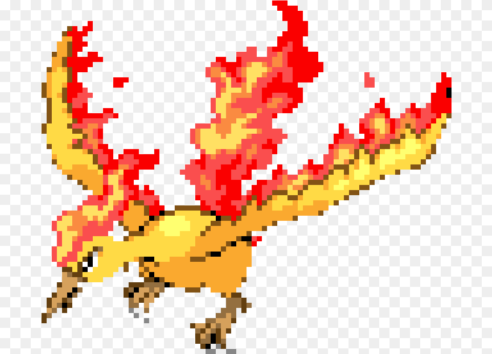 Moltres Pixel Art Legendary Fire Bird Pokemon, Dynamite, Weapon, Dragon Png