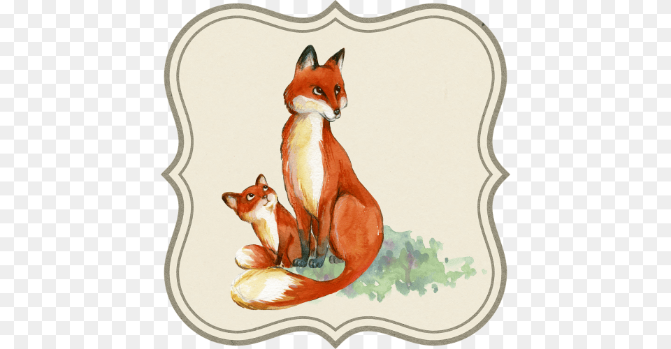 Mom And Baby Fox Drawing, Animal, Bird, Mammal, Wildlife Free Png