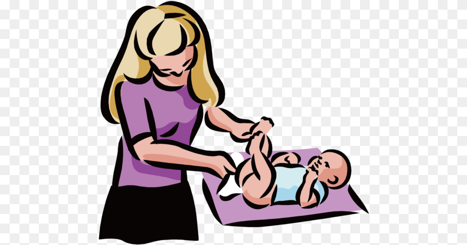 Mom And Baby Free Baby Diaper Change Cartoon, Massage, Person, Patient, Adult Png Image