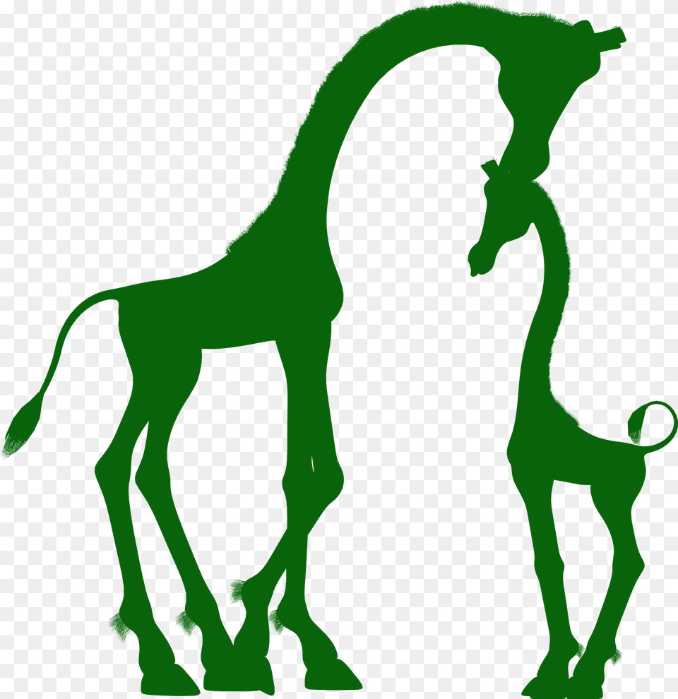 Mom And Baby Giraffe Silhouette, Animal, Horse, Mammal Png Image