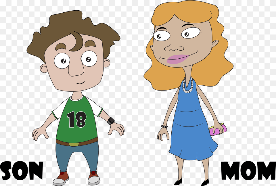 Mom And Son Cartoon Transparent Cartoons Mom And Dad Animated, Person, Baby, Face, Head Free Png