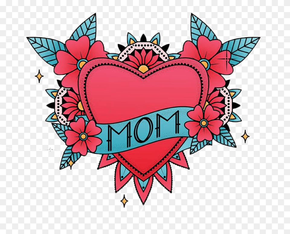 Mom Heart In Color Heart Colored Mom Heart Tattoo, Pattern Png Image