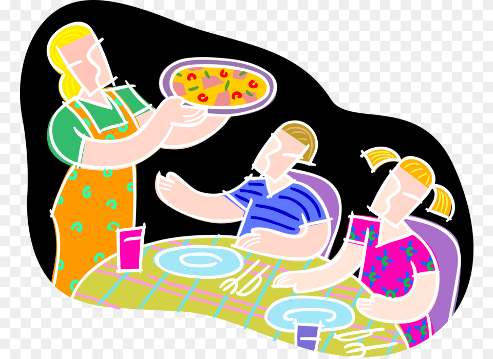 Mom Serves Pizza Image Child, Clothing, Hat, Art, Drawing Free Png Download