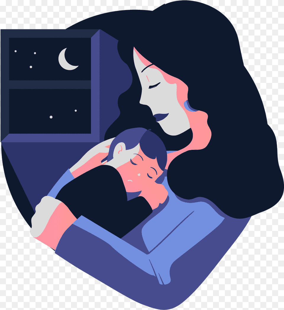 Mom Sleeping Baby Sleep App Illustration, Person, Face, Head, Art Free Png Download