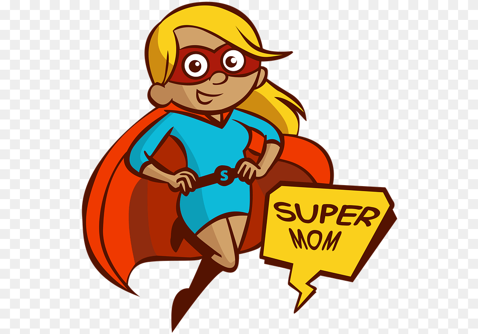 Mom Vector Figure Super Mom Girl Woman Super Mom Clip Art, Baby, Person, Face, Head Free Png Download