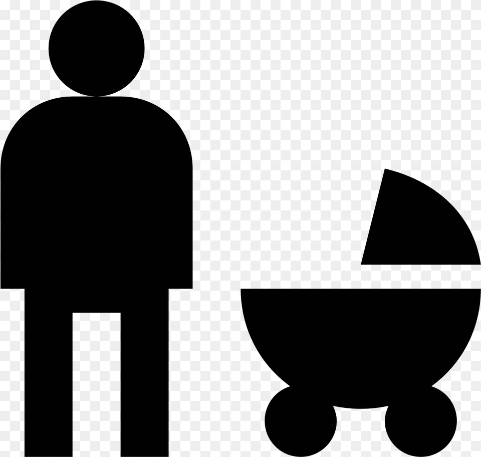 Mom With Stroller Icon, Gray Free Transparent Png