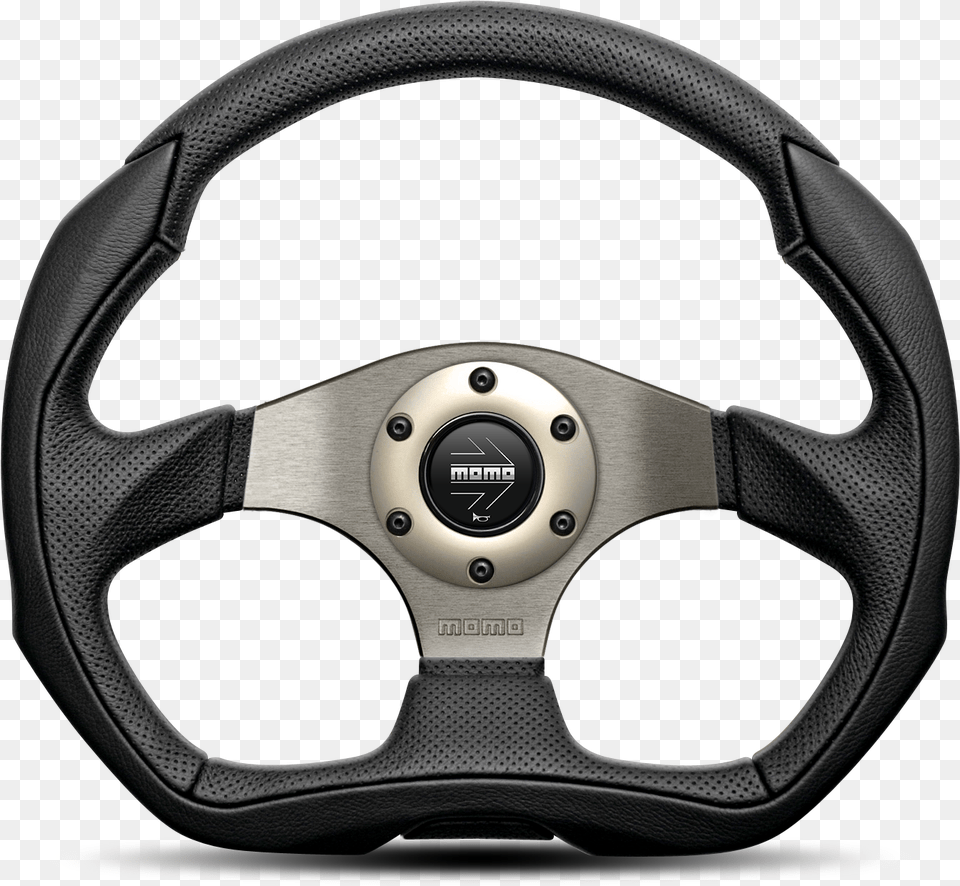 Momo Steering Wheel Eagle Black Leather Anthracite Momo Italy Steering Wheel, Steering Wheel, Transportation, Vehicle Free Transparent Png