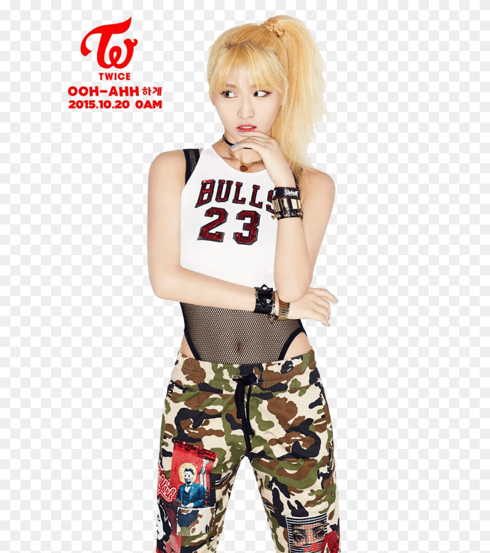 Momo Twice 2 Twice Like Ooh Ahh Photoshoot, Person, Blonde, Hair, Face Png Image