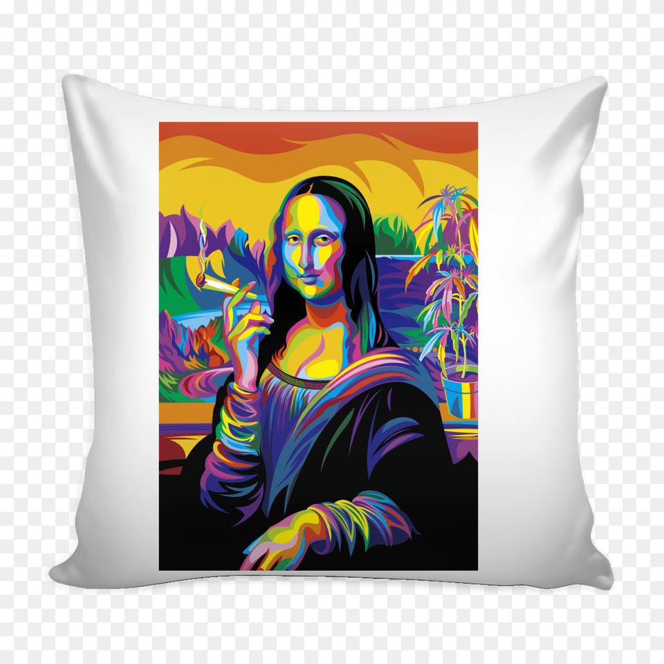 Mona Lisa Smoking Art Pillow Cover Gear Stop Shop, Cushion, Home Decor, Adult, Person Free Png