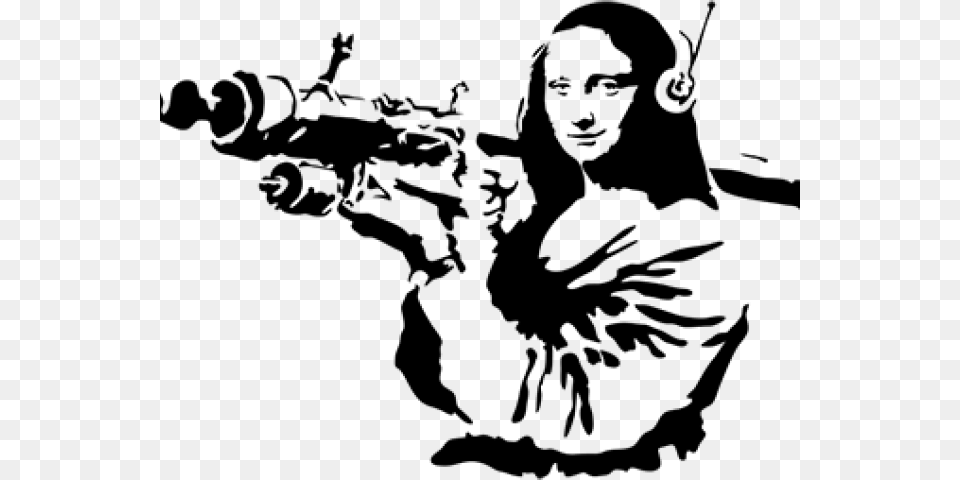 Mona Lisa With A Bazooka, Gray Free Png