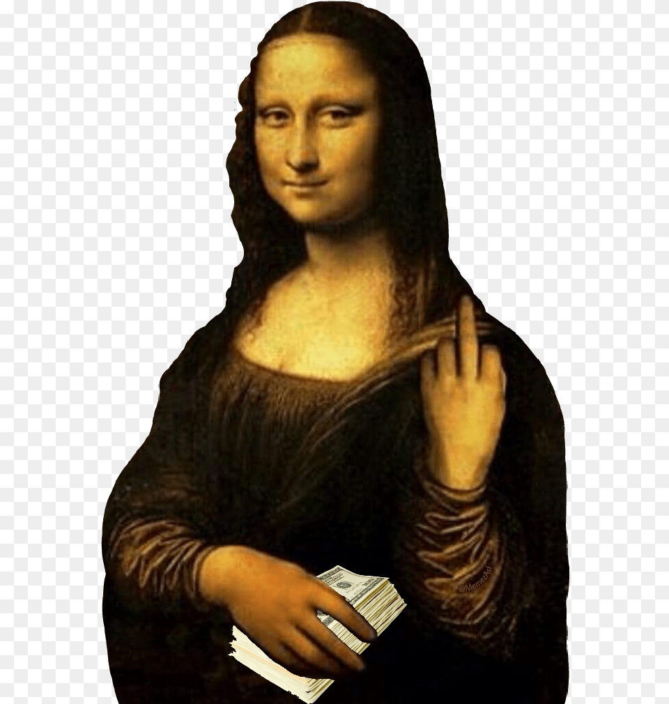 Monalisa Money Cash Hundreds Boss Woman Instagram Leonardo Da Vinci Mona Lisa, Adult, Portrait, Photography, Person Free Png Download