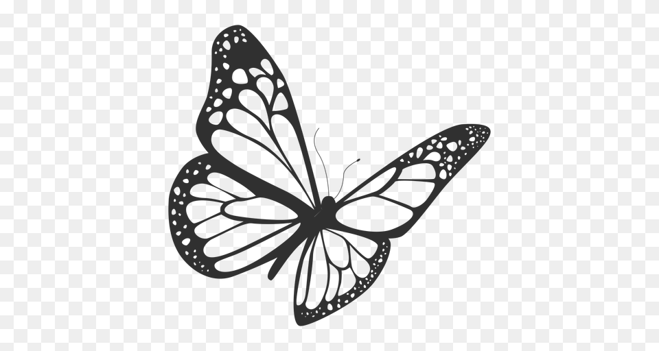 Monarch Butterfly Flying Silhouette, Stencil, Plant, Flower, Petal Png Image