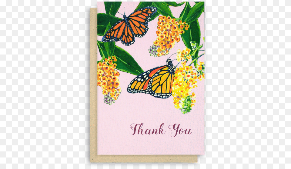 Monarch Butterfly Thank You Card With Purple Background Foral Business Thank You Card, Envelope, Greeting Card, Mail, Animal Png