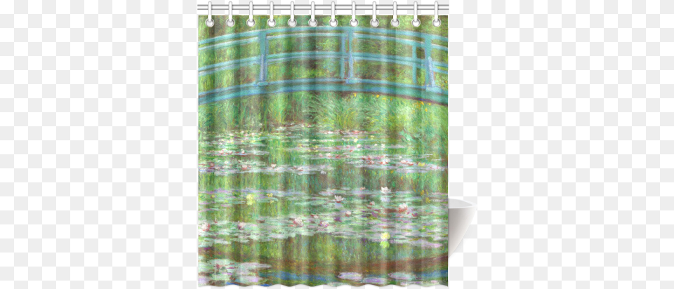 Monet Japanese Bridge Water Lily Pond Shower Curtain Find Arts Custom Shower Curtain Black White Pink Modern, Nature, Outdoors Png Image