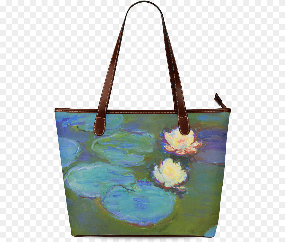 Monet Water Lilies Shoulder Tote Bag Coach Tote Zip Pacman, Accessories, Canvas, Handbag, Purse Free Png