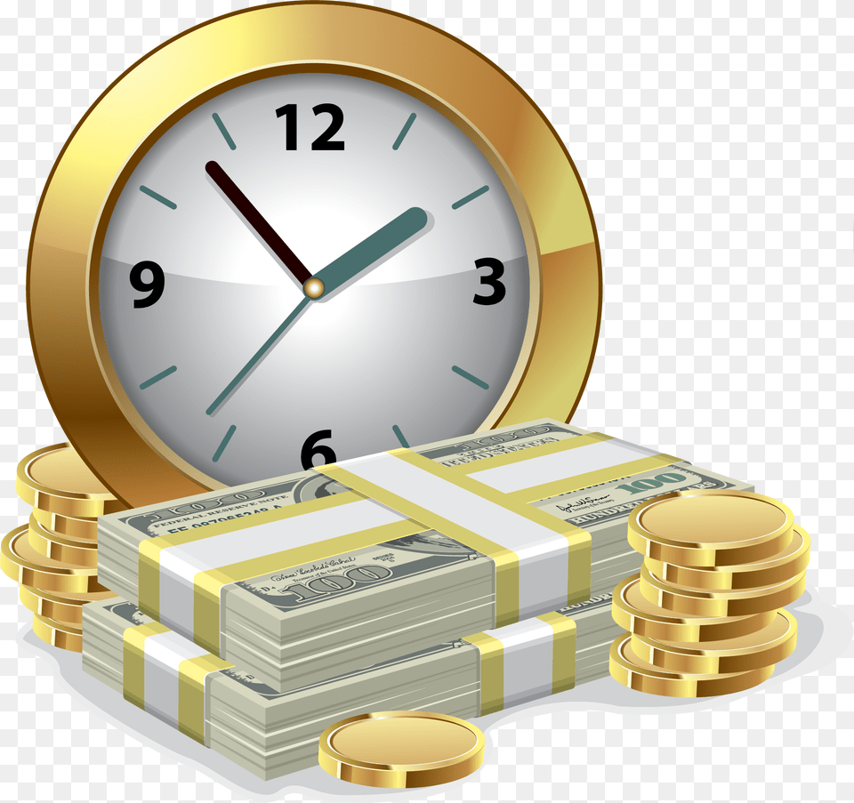 Money And Watch Clipart, Analog Clock, Clock, Dynamite, Weapon Png