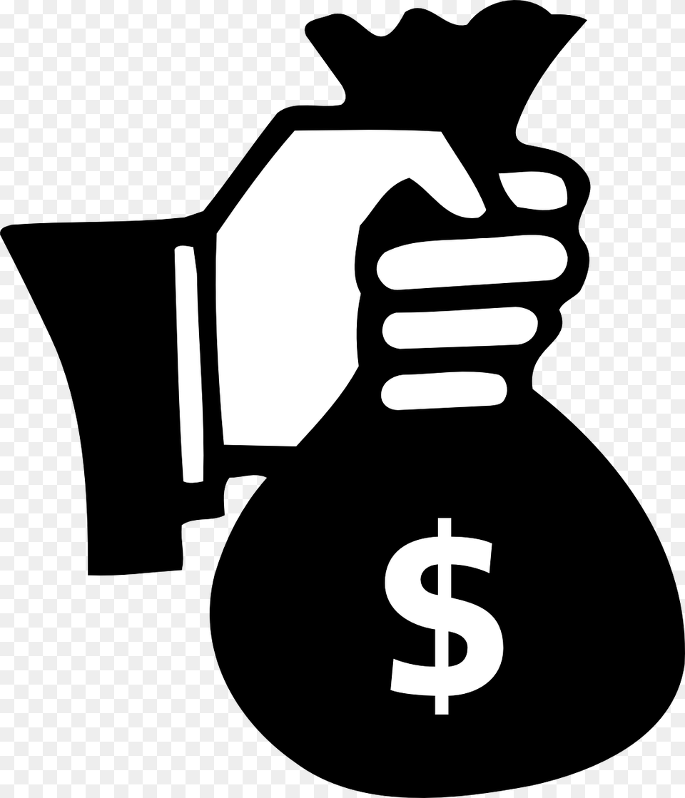 Money Bag Bank Robbery Hand Picture Money Bag Silhouette, Body Part, Person Free Png