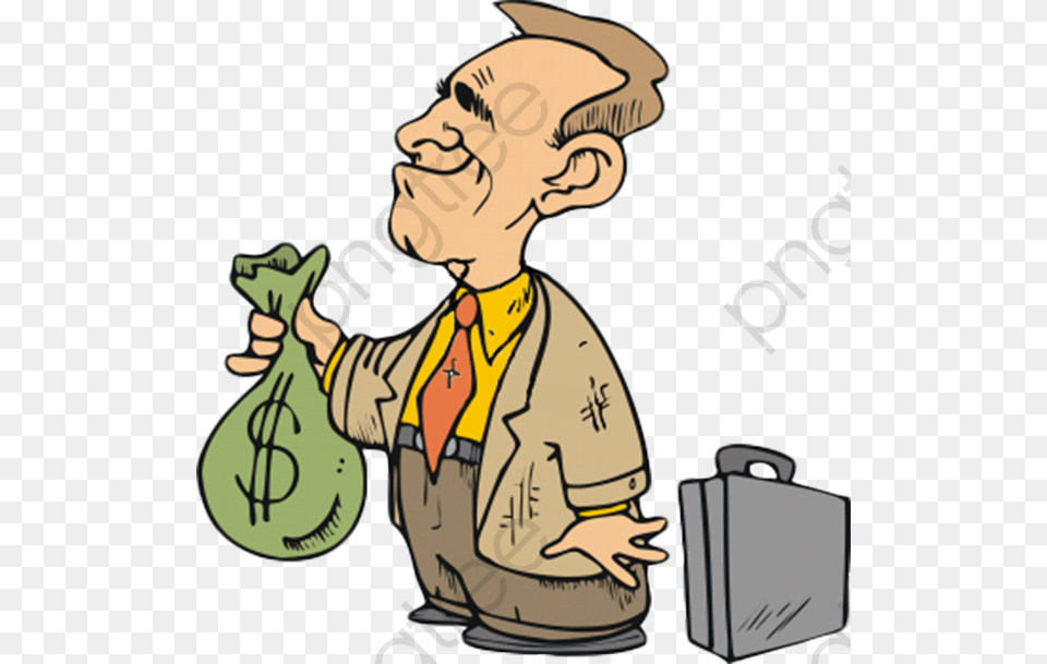 Money Bag Cartoon Bag Of Money, Person, Face, Head, Photography Free Png