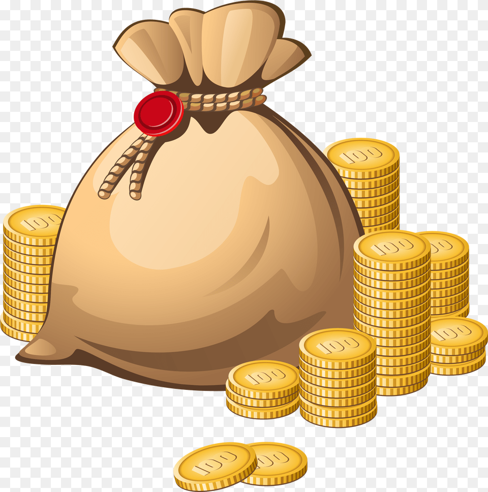 Money Bag Clipart, Tape, Gold Png Image