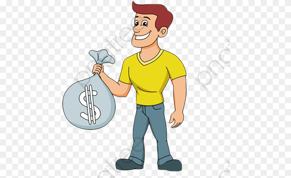 Money Bag Clipart Man Guy Holding Money Clipart, Baby, Person, Face, Head Free Png