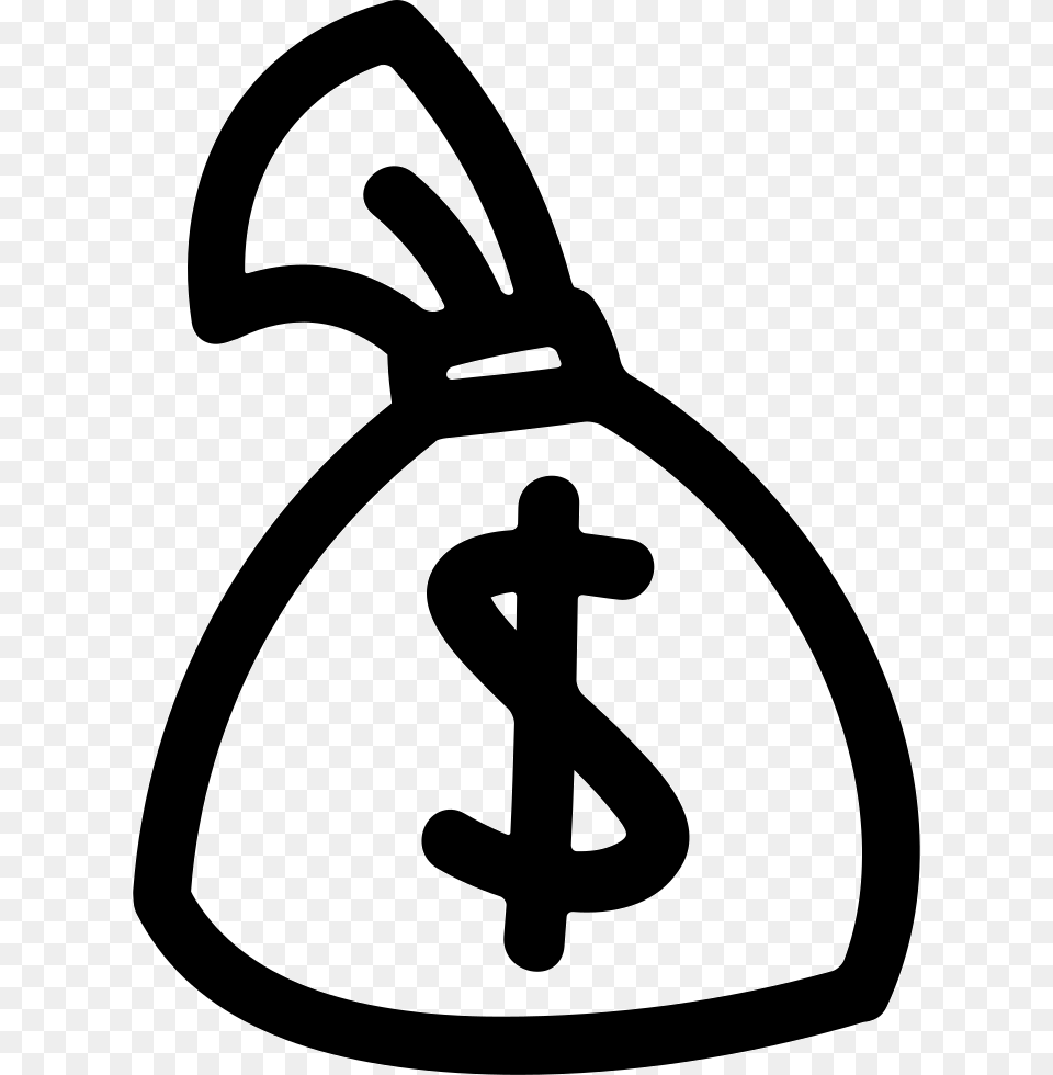 Money Bag Hand Drawn Variant Money Bag Logo Transparent, Stencil, Bow, Weapon, Symbol Free Png Download