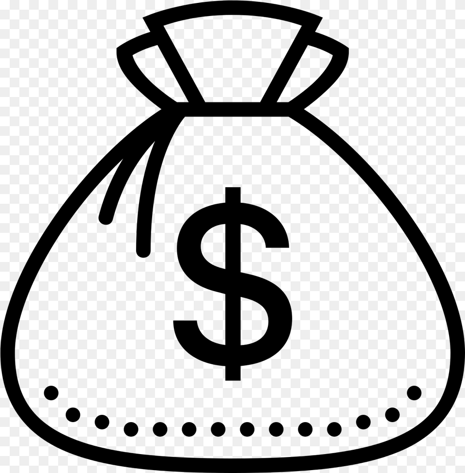 Money Bag Icon, Gray Free Transparent Png
