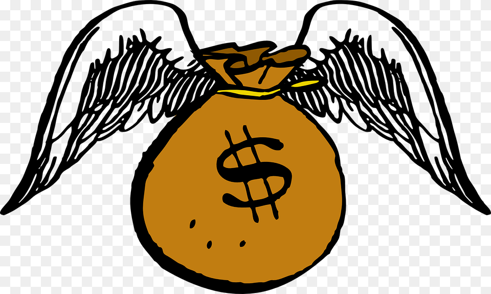 Money Bag With Wings Attached Displaying A Dollar Sign Money Fly Away Clipart Free Transparent Png