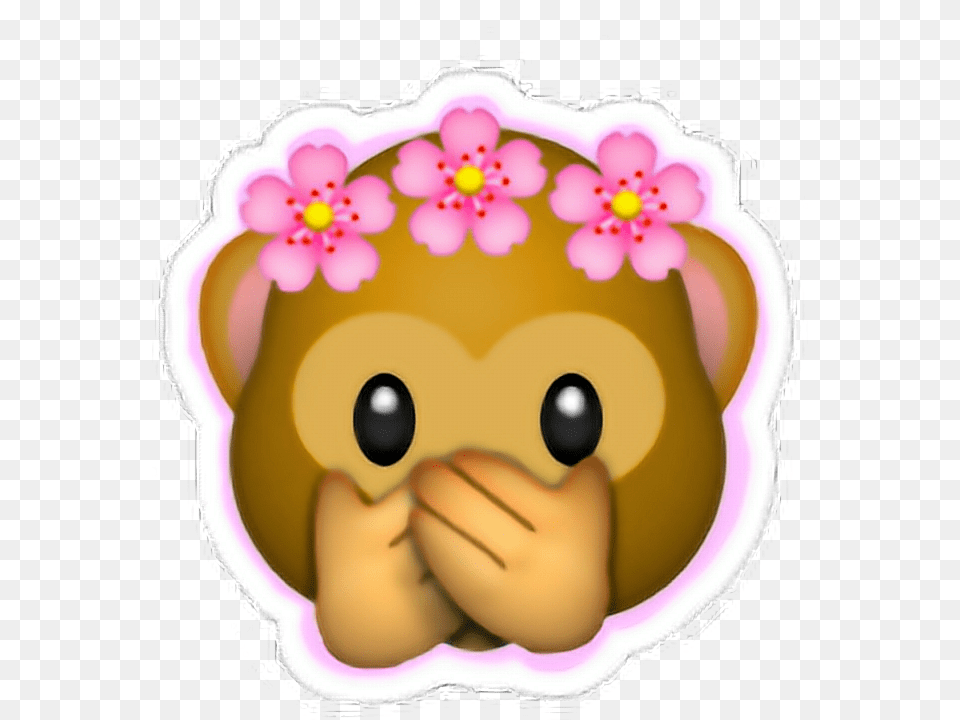 Money Clipart Emoji Monkey Emoji With Flower Crown, Cream, Dessert, Food, Icing Free Png