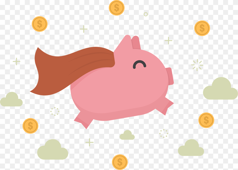 Money Clipart Pink Money, Piggy Bank, Animal, Fish, Sea Life Free Png