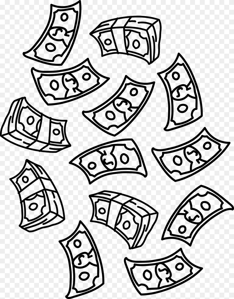 Money Dollars Raining Picture Falling Money Clipart Black And White, Gray Free Png Download
