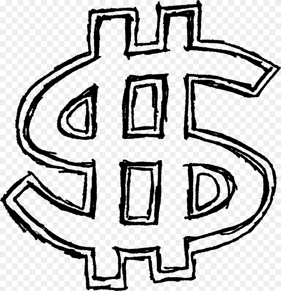 Money Drawing At Getdrawings Chalk Drawn Dollar Sign, Emblem, Symbol, Stencil, Ammunition Free Png