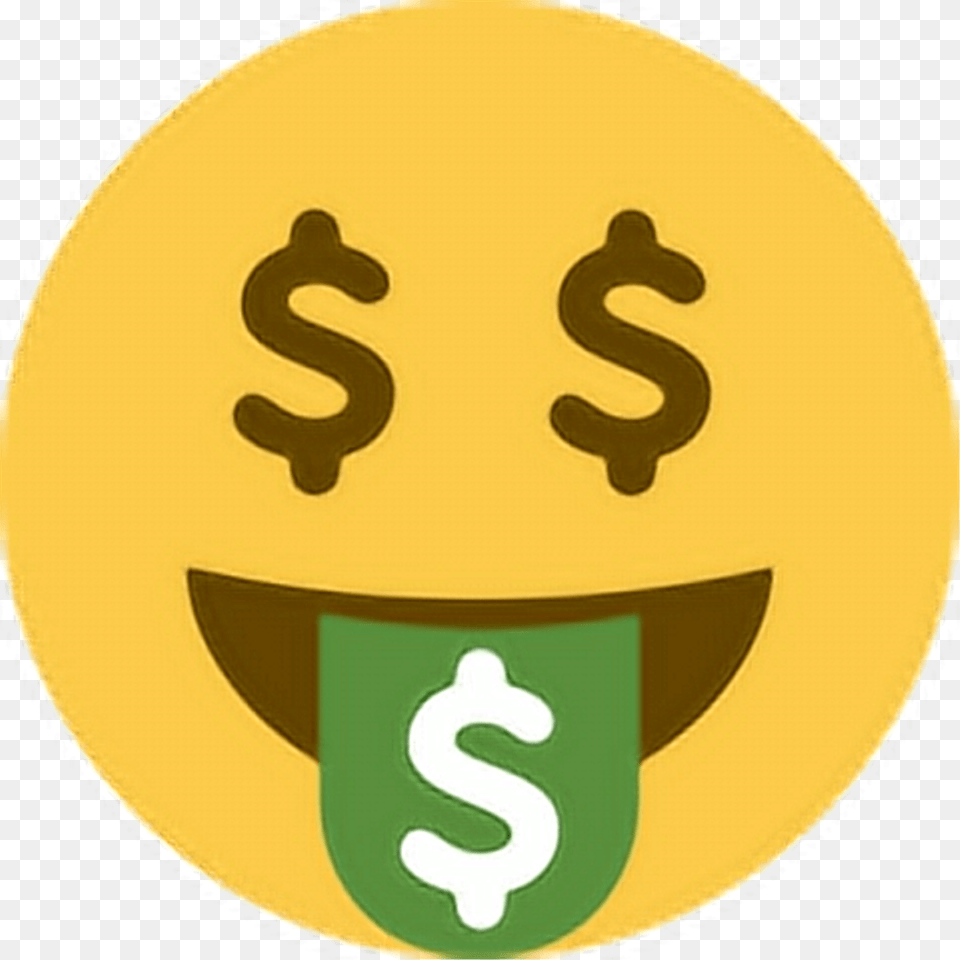 Money Face Emoji Dollar Face Emoji, Symbol, Text, Number, Ball Png