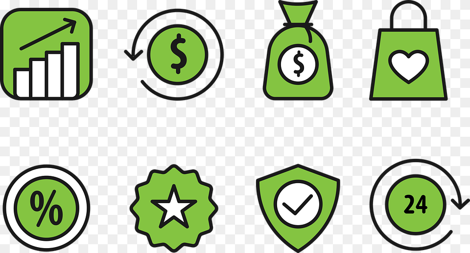 Money Green Icon Profit Economic Systems, Symbol, Recycling Symbol, Text, Dynamite Free Transparent Png