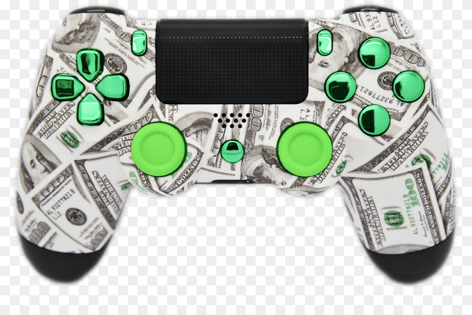 Money Money U0026 Green Chrome Ps4 Controller Money Ps4 Controller Scuf, Electronics, Person, Face, Head Free Png