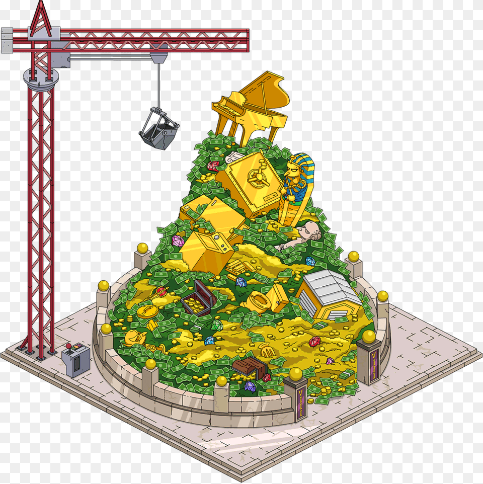 Money Mountain The Simpsons Tapped Out Wiki Fandom Powered, Construction Crane, Construction, Person, Cake Free Png