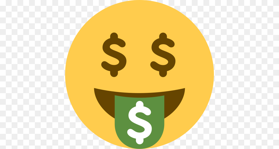 Money Mouth Face Emoji, Symbol, Text, Number Png Image