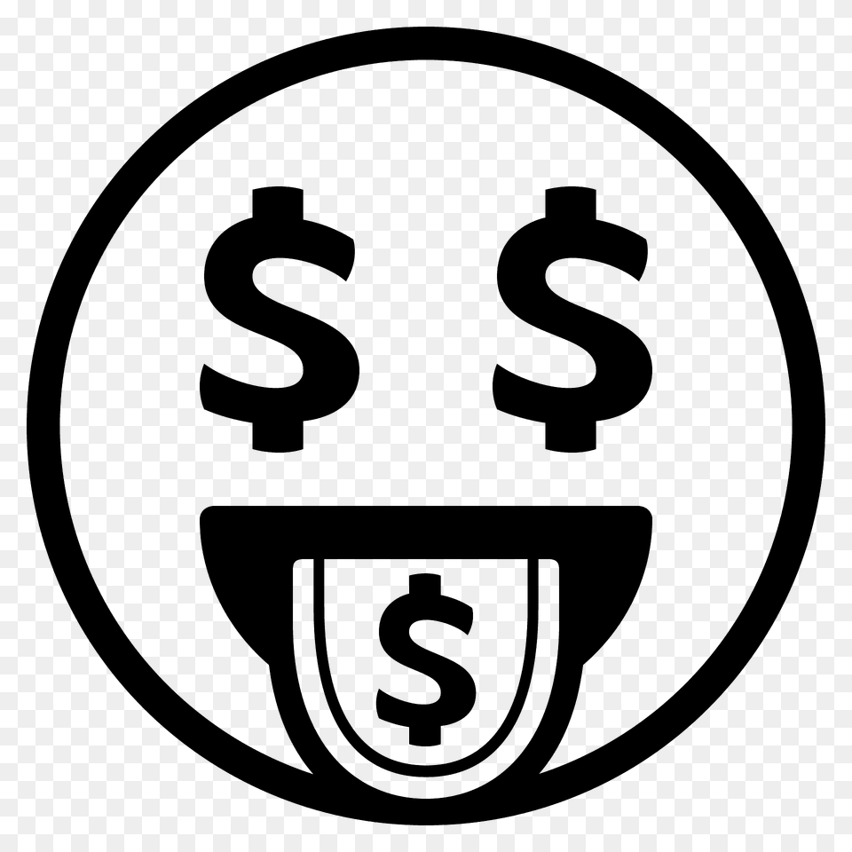 Money Mouth Face Emoji Clipart, Symbol, Text, Number Png
