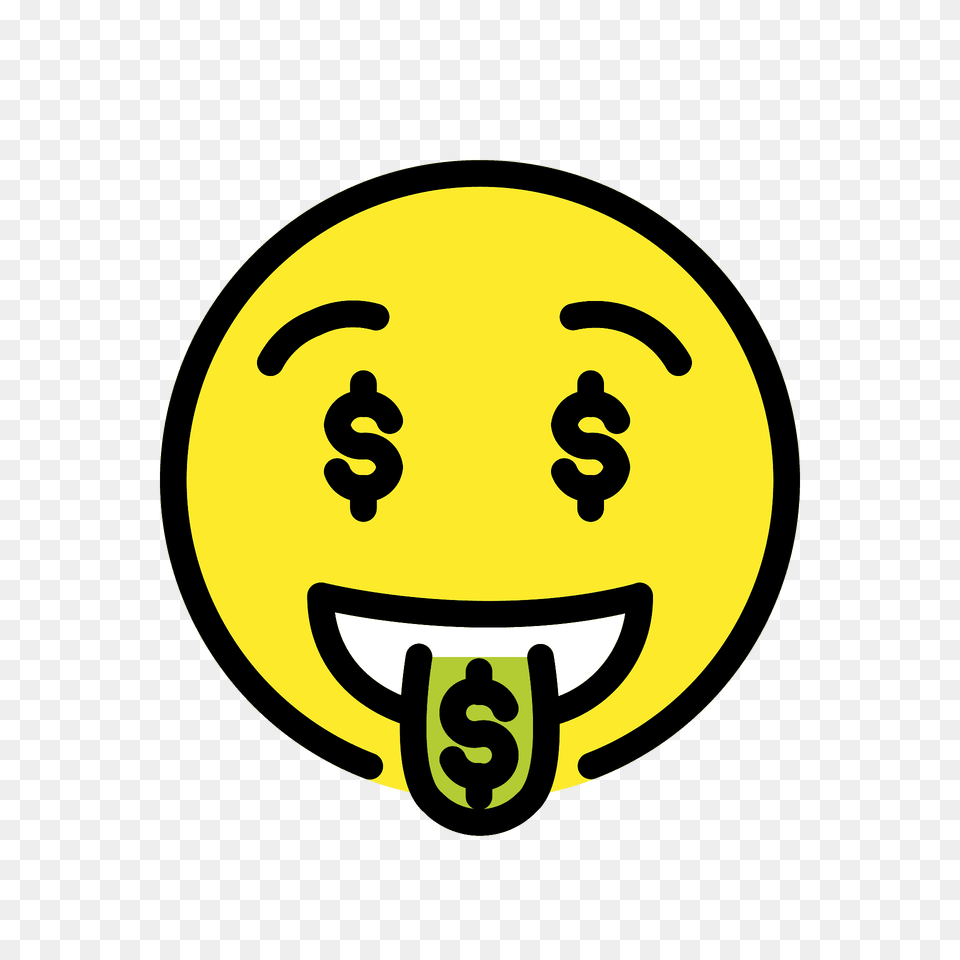 Money Mouth Face Emoji Clipart, Logo, Head, Person, Symbol Png