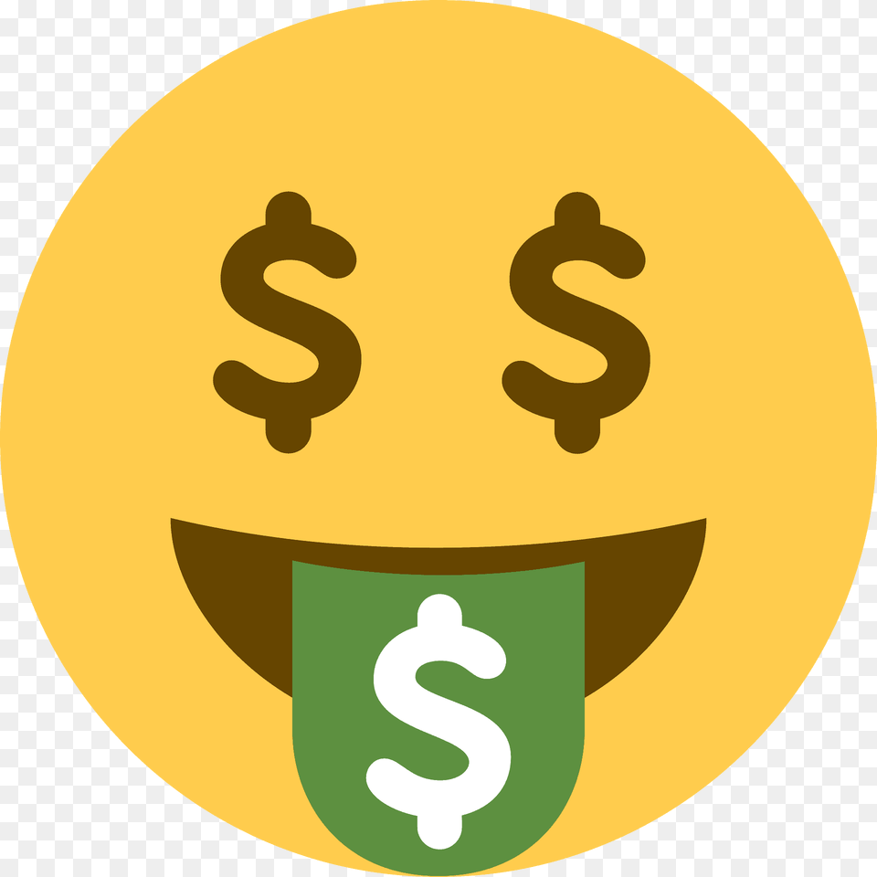 Money Mouth Face Emoji Clipart, Symbol, Text, Number Free Transparent Png