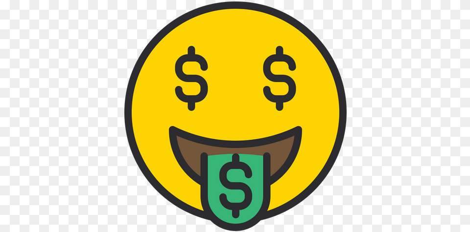 Money Mouth Face Emoji Icon Of Colored Circle, Symbol, Text, Logo, Number Free Png