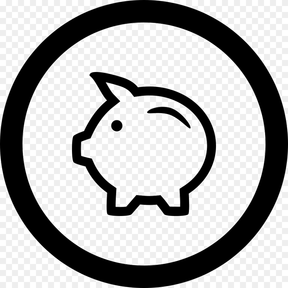 Money Pig Outlined In Circular Button Dollar Sign In A Circle, Stencil, Piggy Bank, Face, Head Free Png Download