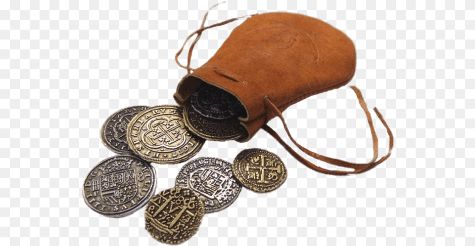 Money Pouch And Coins Bolsa De Couro Medieval, Animal, Insect, Invertebrate, Bronze Png Image