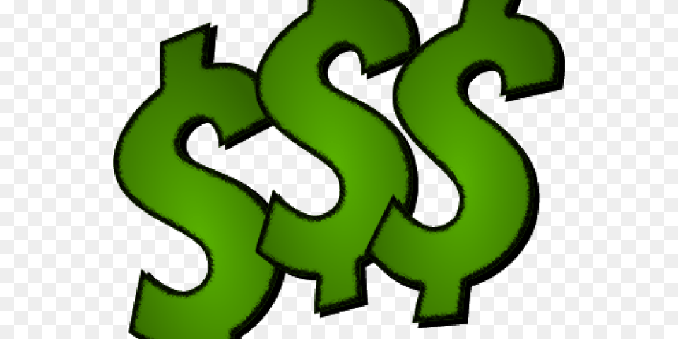 Money Signs Cartoon Dollar Sign Clipart, Green, Symbol, Text, Number Free Transparent Png