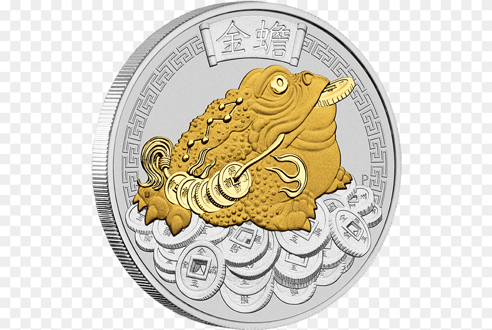 Money Toad 2018 1oz Silver Gilded Coin Money Toad Diamond Pendant, Animal, Bird Free Transparent Png
